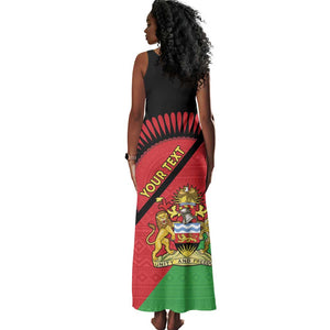 Personalized Afro Malawi Tank Maxi Dress Coat Of Arms - Southeastern Africa Pattern