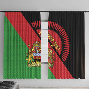 Personalized Afro Malawi Window Curtain Coat Of Arms - Southeastern Africa Pattern