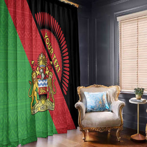 Personalized Afro Malawi Window Curtain Coat Of Arms - Southeastern Africa Pattern