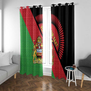 Personalized Afro Malawi Window Curtain Coat Of Arms - Southeastern Africa Pattern