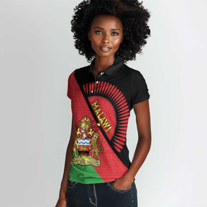 Personalized Afro Malawi Women Polo Shirt Coat Of Arms - Southeastern Africa Pattern