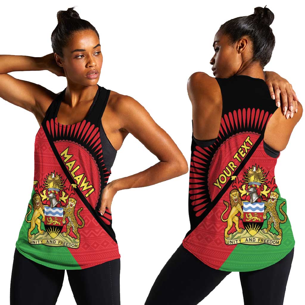 Personalized Afro Malawi Women Racerback Tank Coat Of Arms - Southeastern Africa Pattern