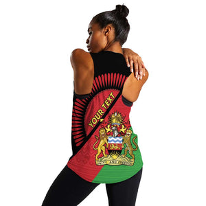 Personalized Afro Malawi Women Racerback Tank Coat Of Arms - Southeastern Africa Pattern