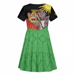 Personalized Africa Malawi Kid Short Sleeve Dress Thomsons Gazelle With Lotus