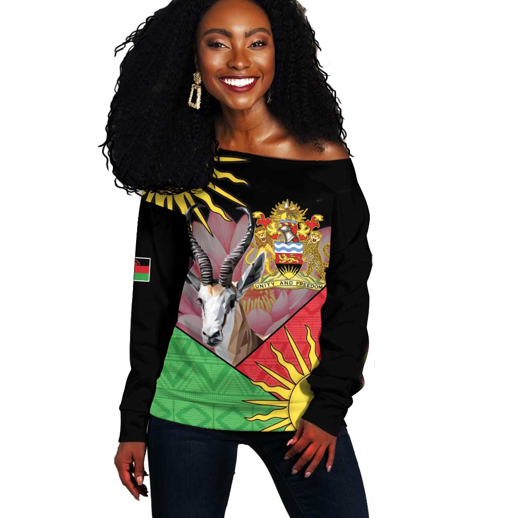 Personalized Africa Malawi Off Shoulder Sweater Thomsons Gazelle With Lotus