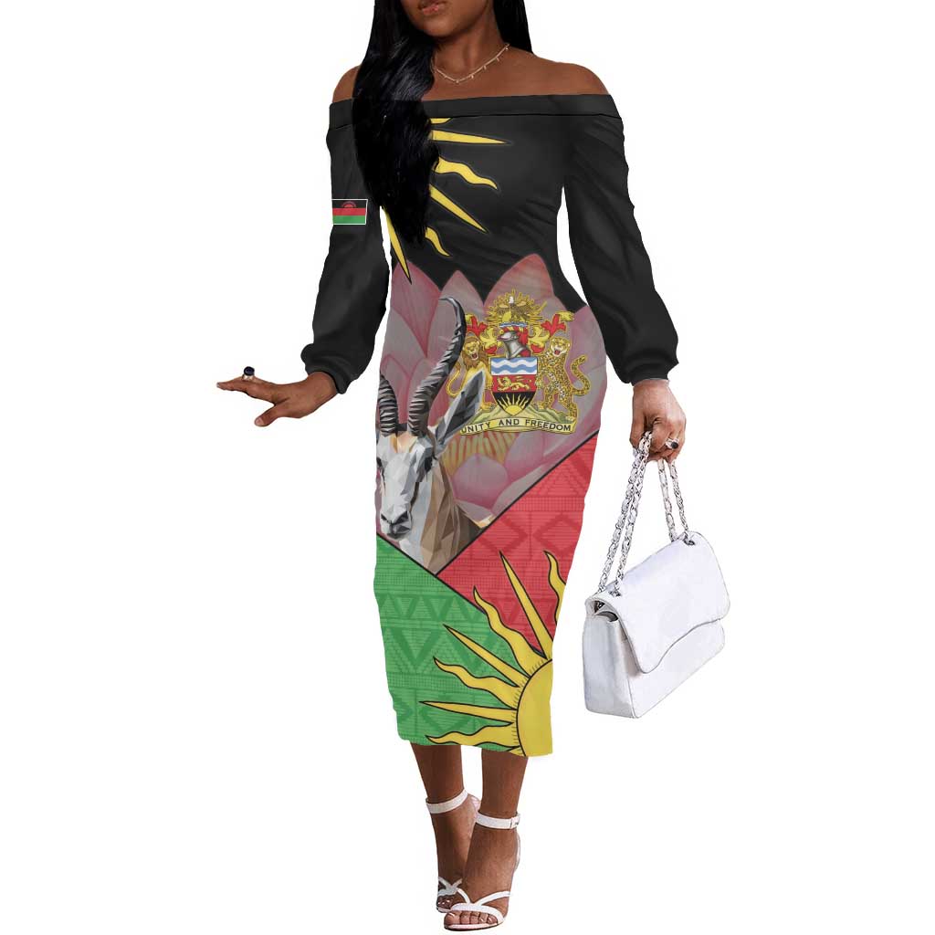 Personalized Africa Malawi Off The Shoulder Long Sleeve Dress Thomsons Gazelle With Lotus