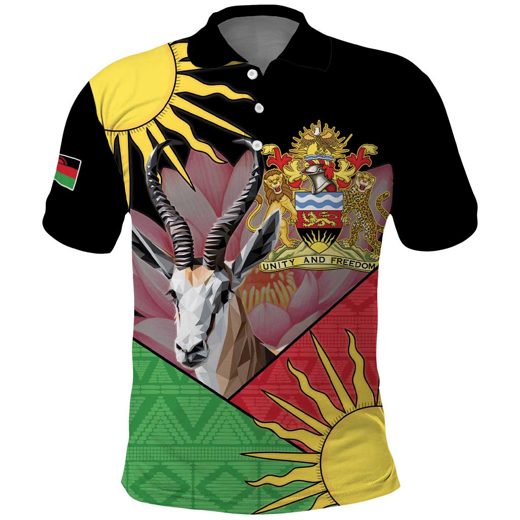 Personalized Africa Malawi Polo Shirt Thomsons Gazelle With Lotus