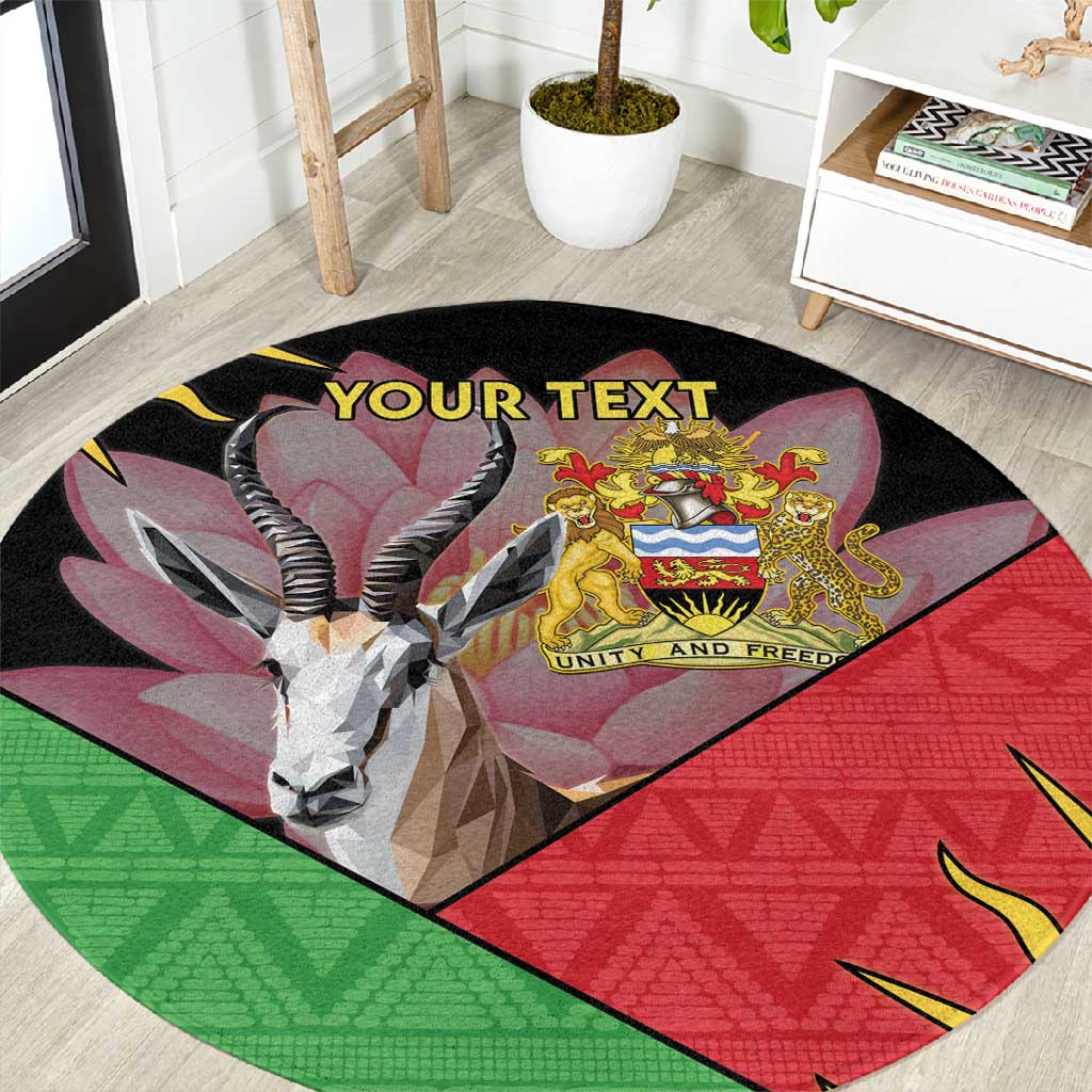 Personalized Africa Malawi Round Carpet Thomsons Gazelle With Lotus