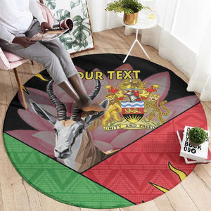 Personalized Africa Malawi Round Carpet Thomsons Gazelle With Lotus