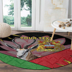 Personalized Africa Malawi Round Carpet Thomsons Gazelle With Lotus