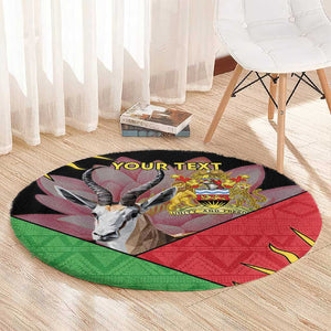 Personalized Africa Malawi Round Carpet Thomsons Gazelle With Lotus