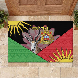 Personalized Africa Malawi Rubber Doormat Thomsons Gazelle With Lotus