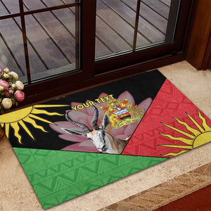 Personalized Africa Malawi Rubber Doormat Thomsons Gazelle With Lotus