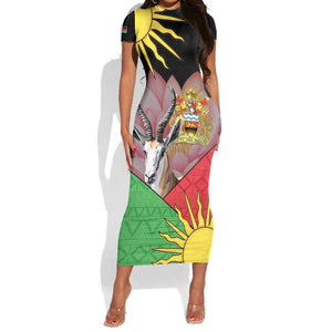 Personalized Africa Malawi Short Sleeve Bodycon Dress Thomsons Gazelle With Lotus