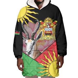 Personalized Africa Malawi Wearable Blanket Hoodie Thomsons Gazelle With Lotus