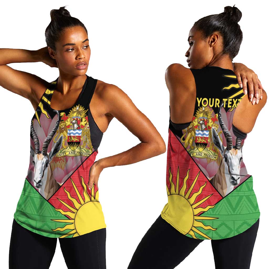 Personalized Africa Malawi Women Racerback Tank Thomsons Gazelle With Lotus