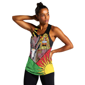 Personalized Africa Malawi Women Racerback Tank Thomsons Gazelle With Lotus