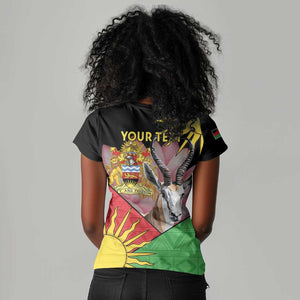 Personalized Africa Malawi Women V-Neck T-Shirt Thomsons Gazelle With Lotus