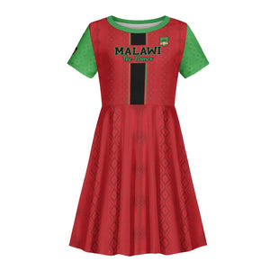 Custom Afro Malawi Football Kid Short Sleeve Dress Go Champions - African Pattern