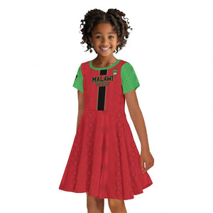 Custom Afro Malawi Football Kid Short Sleeve Dress Go Champions - African Pattern