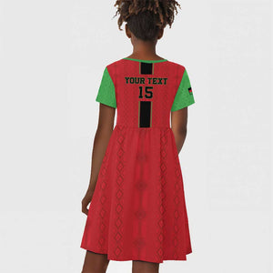 Custom Afro Malawi Football Kid Short Sleeve Dress Go Champions - African Pattern