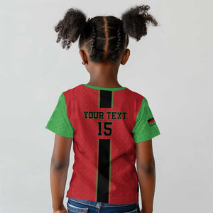 Custom Afro Malawi Football Kid T shirt Go Champions - African Pattern