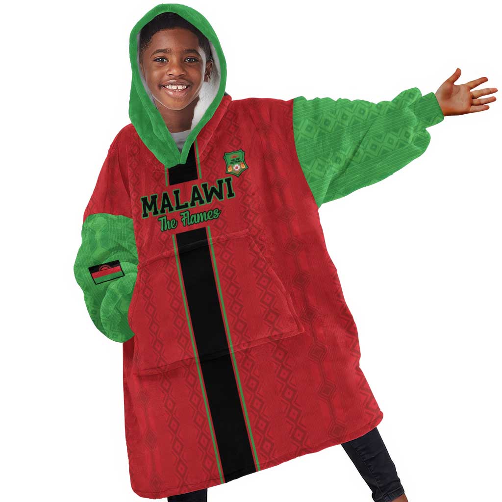 Custom Afro Malawi Football Kid Wearable Blanket Hoodie Go Champions - African Pattern