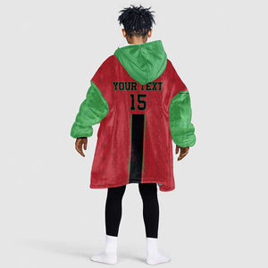 Custom Afro Malawi Football Kid Wearable Blanket Hoodie Go Champions - African Pattern