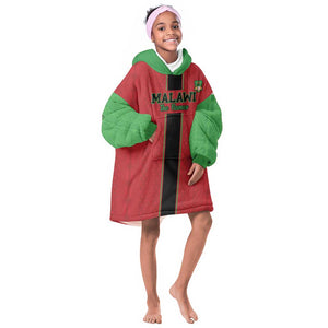 Custom Afro Malawi Football Kid Wearable Blanket Hoodie Go Champions - African Pattern