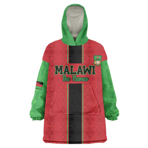 Custom Afro Malawi Football Kid Wearable Blanket Hoodie Go Champions - African Pattern