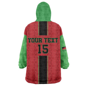 Custom Afro Malawi Football Kid Wearable Blanket Hoodie Go Champions - African Pattern