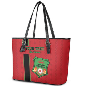 Custom Afro Malawi Football Leather Tote Bag Go Champions - African Pattern