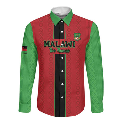 Custom Afro Malawi Football Long Sleeve Button Shirt Go Champions - African Pattern