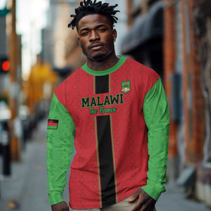 Custom Afro Malawi Football Long Sleeve Shirt Go Champions - African Pattern