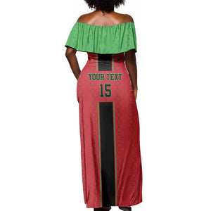 Custom Afro Malawi Football Off Shoulder Maxi Dress Go Champions - African Pattern