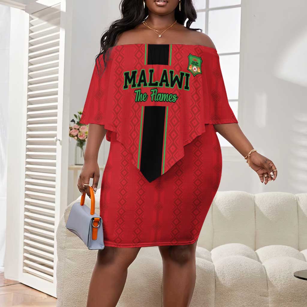 Custom Afro Malawi Football Off Shoulder Short Dress Go Champions - African Pattern