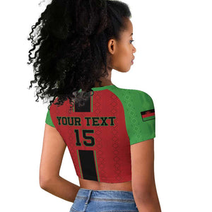 Custom Afro Malawi Football Raglan Cropped T shirt Go Champions - African Pattern