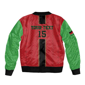 Custom Afro Malawi Football Sleeve Zip Bomber Jacket Go Champions - African Pattern