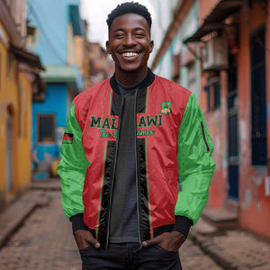 Custom Afro Malawi Football Sleeve Zip Bomber Jacket Go Champions - African Pattern