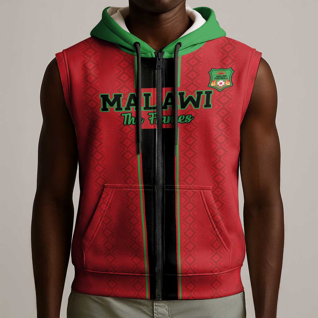 Custom Afro Malawi Football Sleeveless Zip Hoodie Go Champions - African Pattern - African Pride
