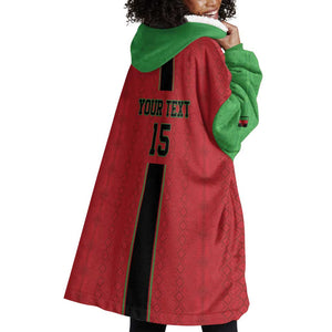 Custom Afro Malawi Football Wearable Blanket Hoodie Go Champions - African Pattern