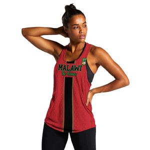 Custom Afro Malawi Football Women Racerback Tank Go Champions - African Pattern