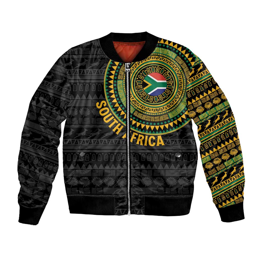 Personalised South Africa African Tribal Pattern Bomber Jacket Chest Arm Tattoo