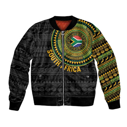 Personalised South Africa African Tribal Pattern Bomber Jacket Chest Arm Tattoo
