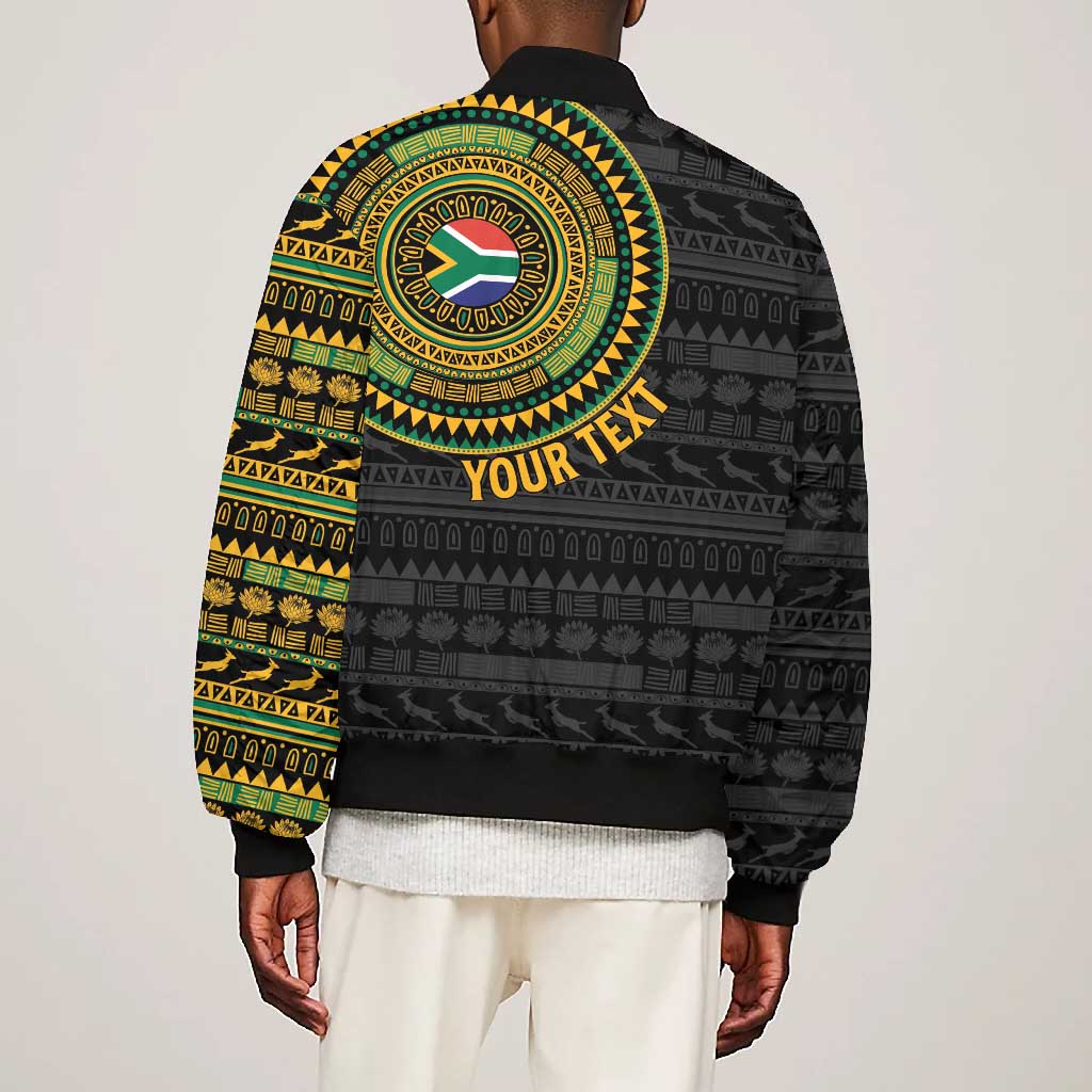 Personalised South Africa African Tribal Pattern Bomber Jacket Chest Arm Tattoo