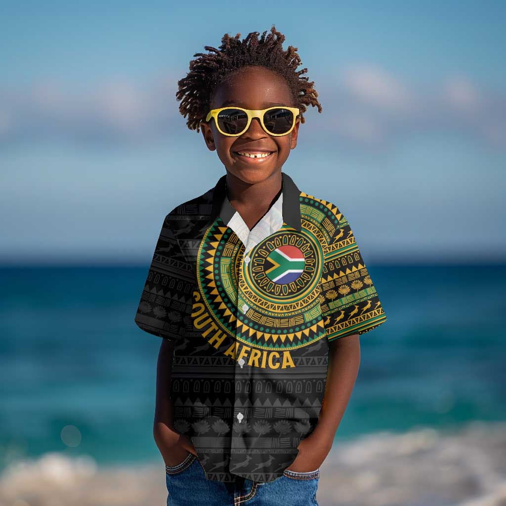 Personalised South Africa African Tribal Pattern Kid Hawaiian Shirt Chest Arm Tattoo