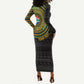 Personalised South Africa African Tribal Pattern Long Sleeve Bodycon Dress Chest Arm Tattoo LT15