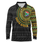 Personalised South Africa African Tribal Pattern Long Sleeve Polo Shirt Chest Arm Tattoo