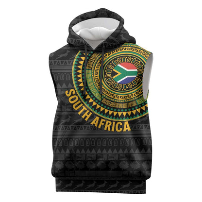 Personalised South Africa African Tribal Pattern Sleeveless Hoodie Chest Arm Tattoo - African Pride