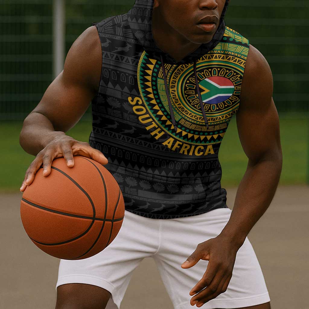 Personalised South Africa African Tribal Pattern Sleeveless Hoodie Chest Arm Tattoo - African Pride